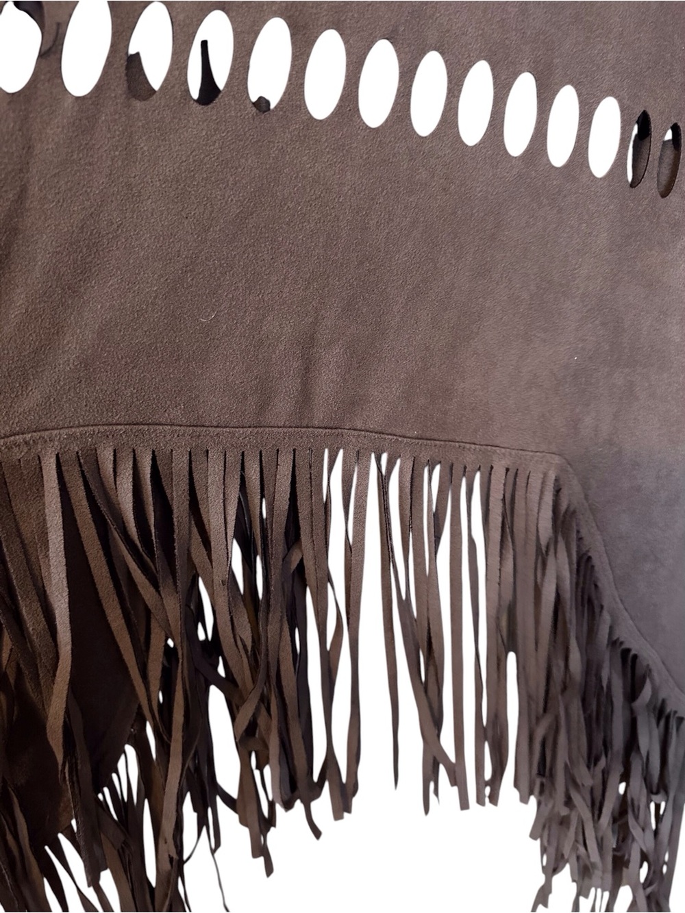 Brown Fringe Faux Suede Vest - Picture 5 of 6